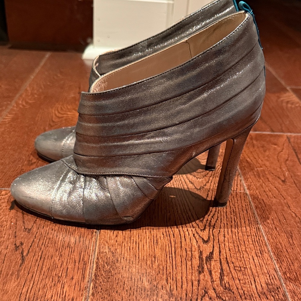 Elegant Silver High Heel Ankle Boots